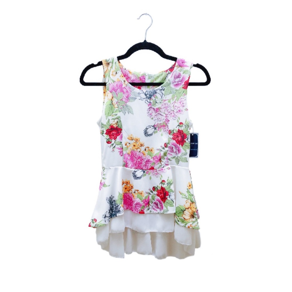 Gorgeous Floral Scuba Peplum Top Size S NWT!